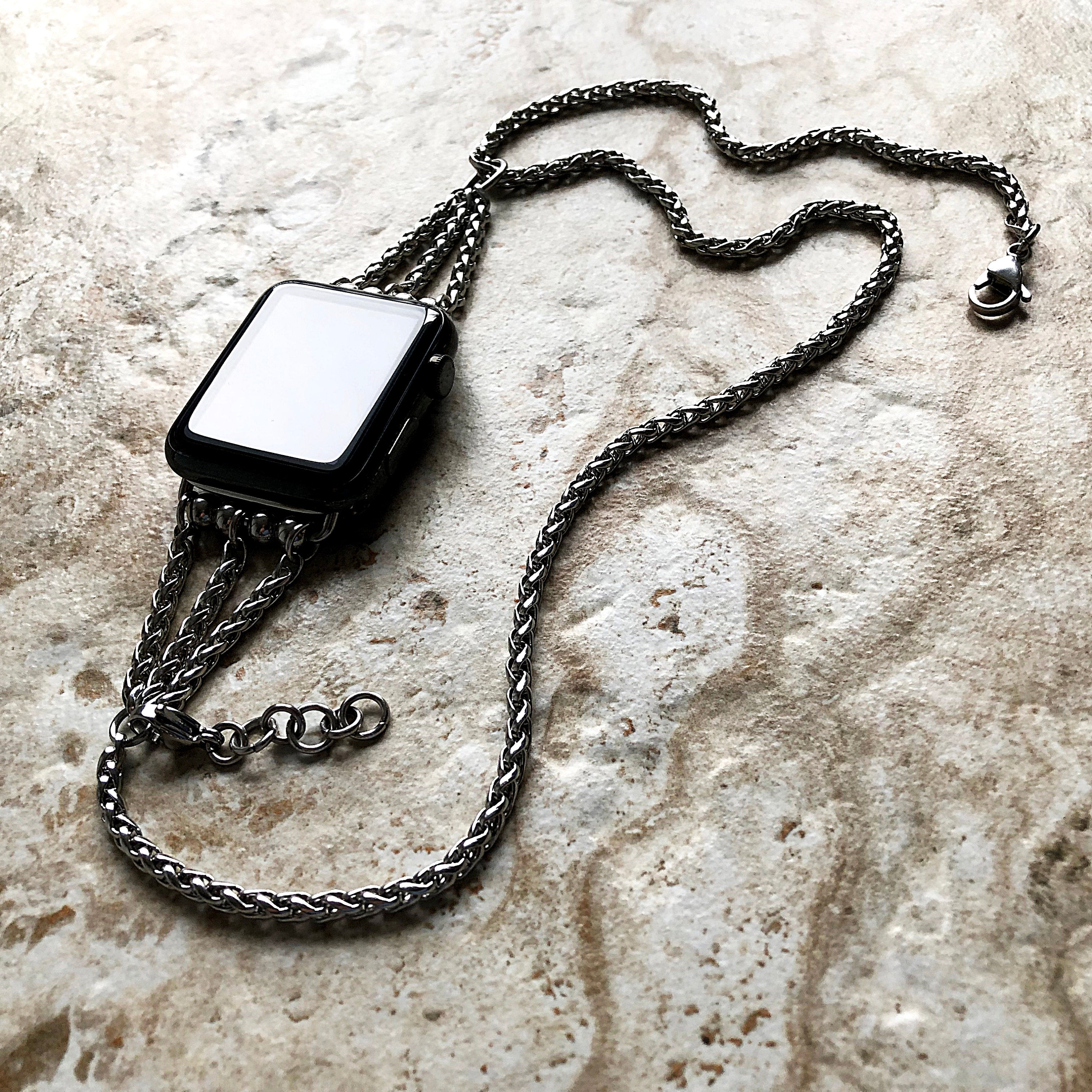 Apple New Wheat Chain 4mm Silver Color Bracelet for iWatch Ultra 2 49mm and 9 8 Series 41mm 45mm Case St Steel Custom Jewelry Band Strap